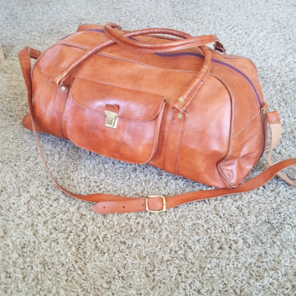 Bags Vintage Leather Duffle Bag Poshmark